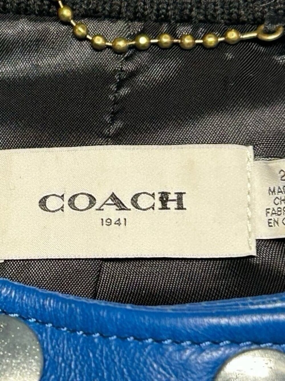 Coach 1941 Cityscape Lamb Leather Jacket Star Sleeve Blue Runway Women’s 2 - Picture 15 of 16